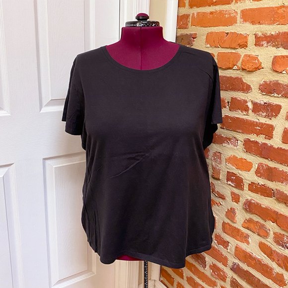 Just My Size Black Round Neck Short Sleeve T-Shirt - Picture 1 of 4